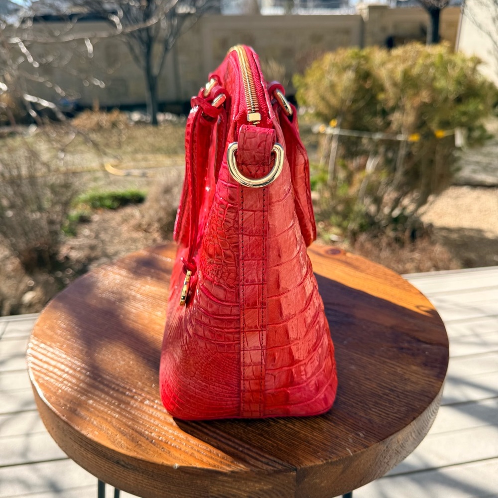 Brahmin Punchy Coral Melbourne Croc Duxbury Satchel - Picture 10 of 15